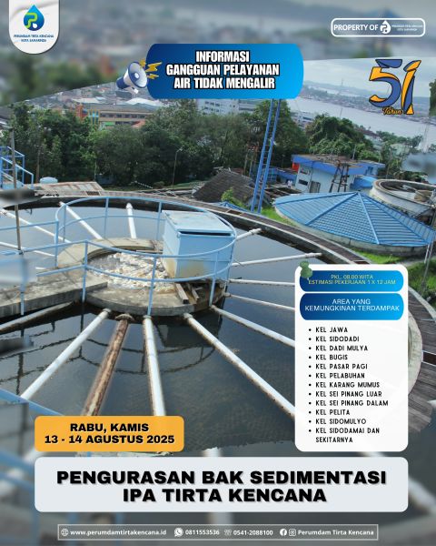 Perumdam Tirta Kencana Samarinda Lakukan Pengurasan Bak Sedimentasi IPA Tirta Kencana Samarinda
