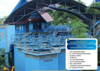 Perumdam Tirta Kencana Kota Samarinda Lakukan Pengurasan  Pra Sedimen dan Bak Sedimentasi IPA Gunung Lipan