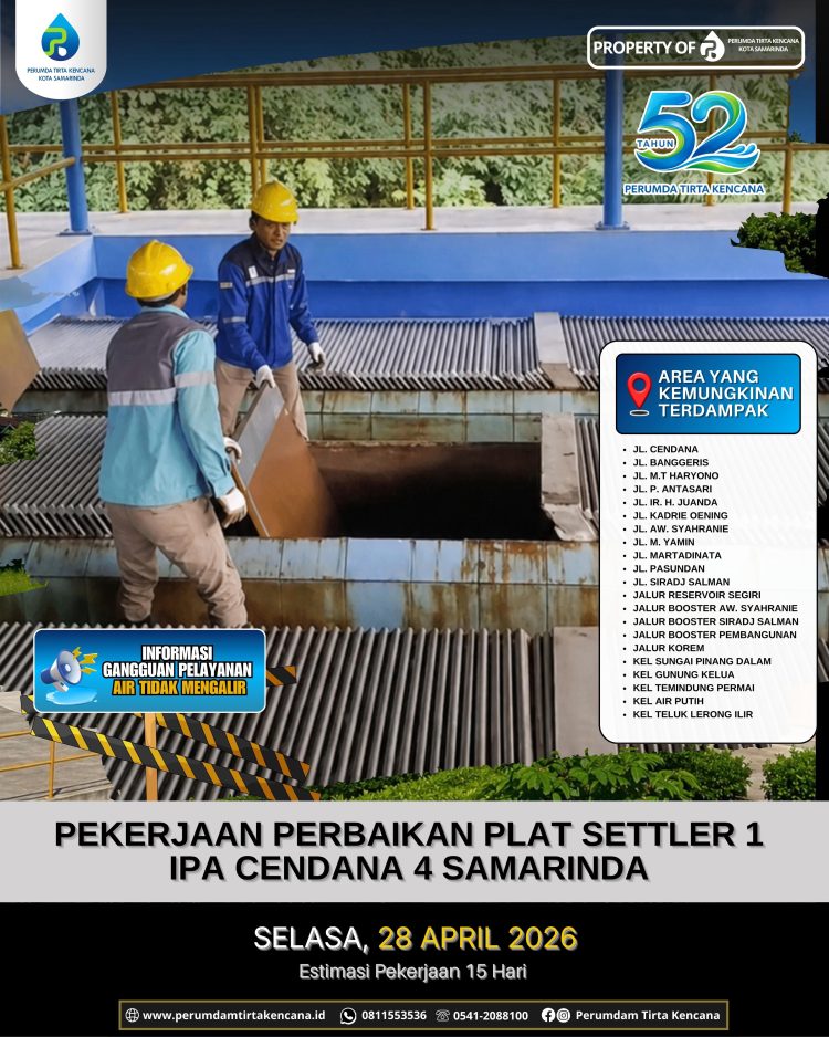 Perumdam Tirta Kencana Samarinda Lakukan Perbaikan Plat Settler 1 IPA Cendana 4
