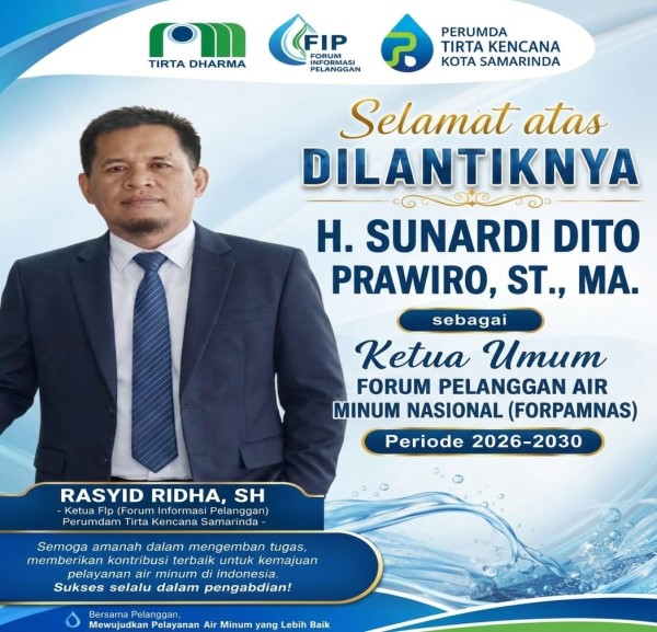 Sunardi Dito Prawiro Resmi Pimpin FORPAMNAS 2026–2030, Pembentukan Badan Regulator Air Minum Jadi Prioritas